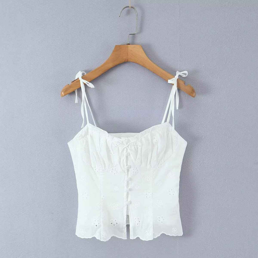 Sexy camisole top embroidered floral skirt set
