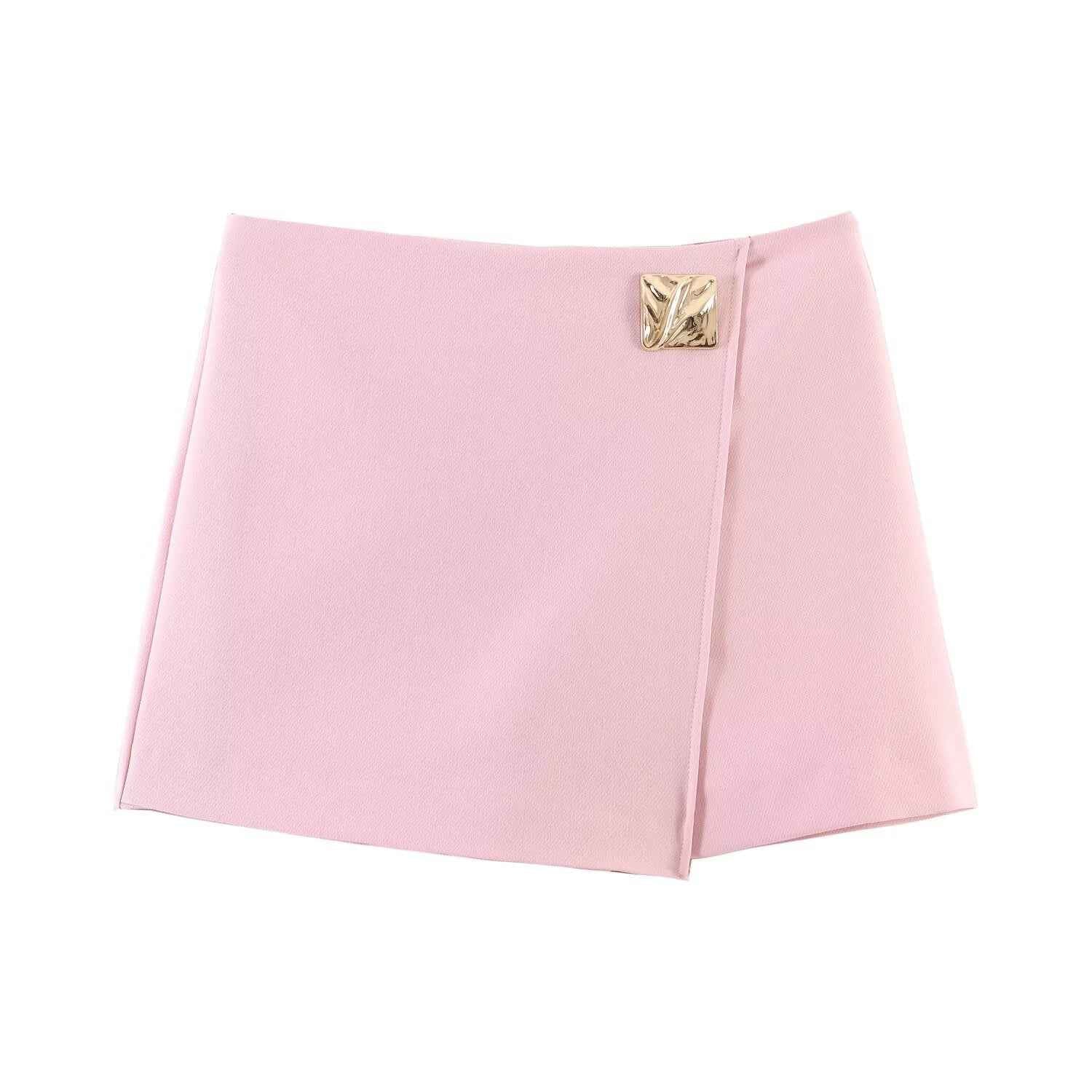 Square Buckle Patchwork Skirt Pants Mini Dress