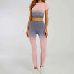 Gradient Short Sleeve Women's Sportswear suit Seamless Gym Clothing Women Gym Yoga Set Fitness Leggings+Cropped shirts