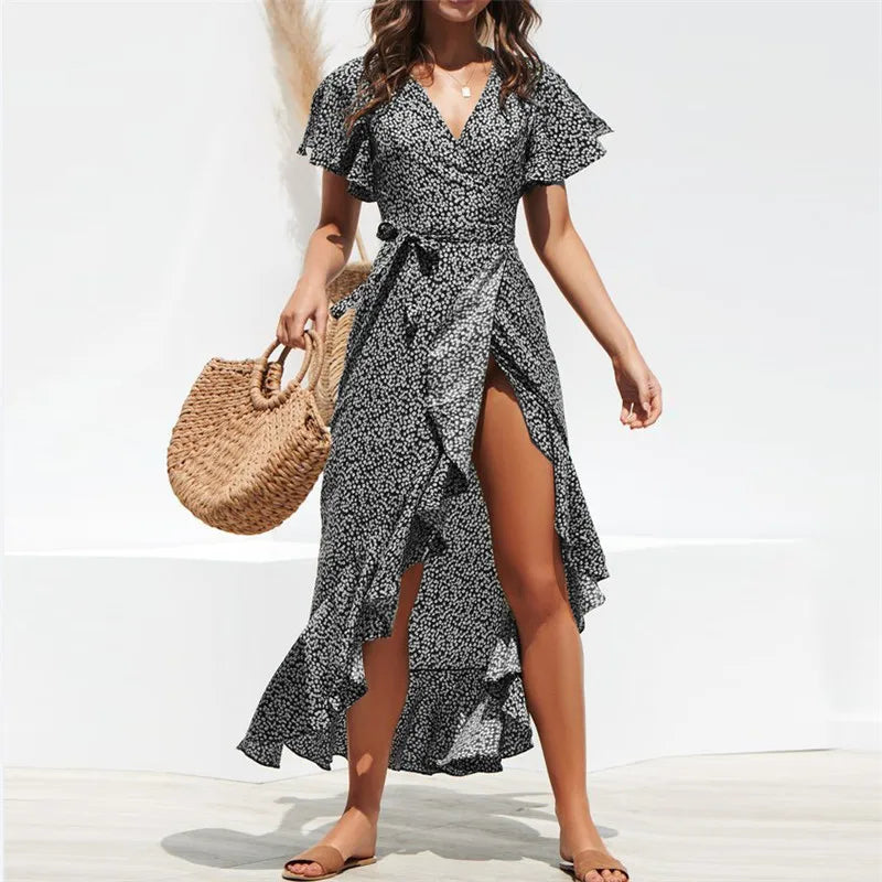 Floral Boho Chiffon Maxi Dress
