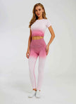 Gradient Short Sleeve Women's Sportswear suit Seamless Gym Clothing Women Gym Yoga Set Fitness Leggings+Cropped shirts