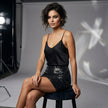 Black Sequin Mini Skirt