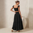 SO ME Smocked Top and Flowy Maxi Skirt Set