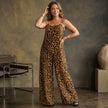 Leopard Scoop Neck Wide Leg Jumpsuit Plus Size