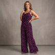 Leopard Scoop Neck Wide Leg Jumpsuit Plus Size