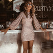 Long Sleeve Sequin Pencil Mini Dress