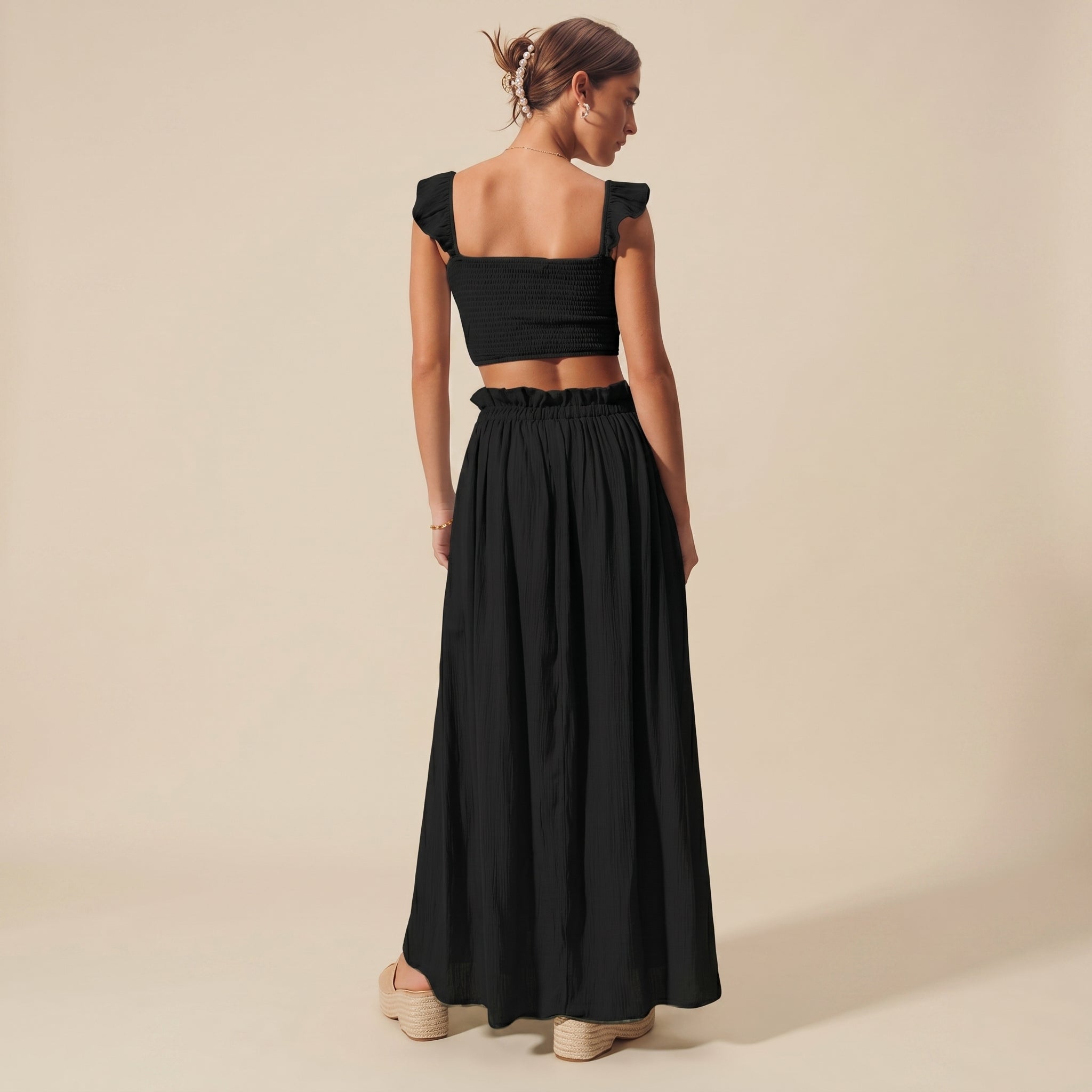 SO ME Smocked Top and Flowy Maxi Skirt Set