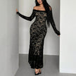 Off-Shoulder Lace Maxi Dress