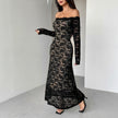 Off-Shoulder Lace Maxi Dress