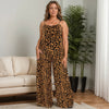 Leopard Scoop Neck Wide Leg Jumpsuit Plus Size