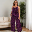 Leopard Scoop Neck Wide Leg Jumpsuit Plus Size