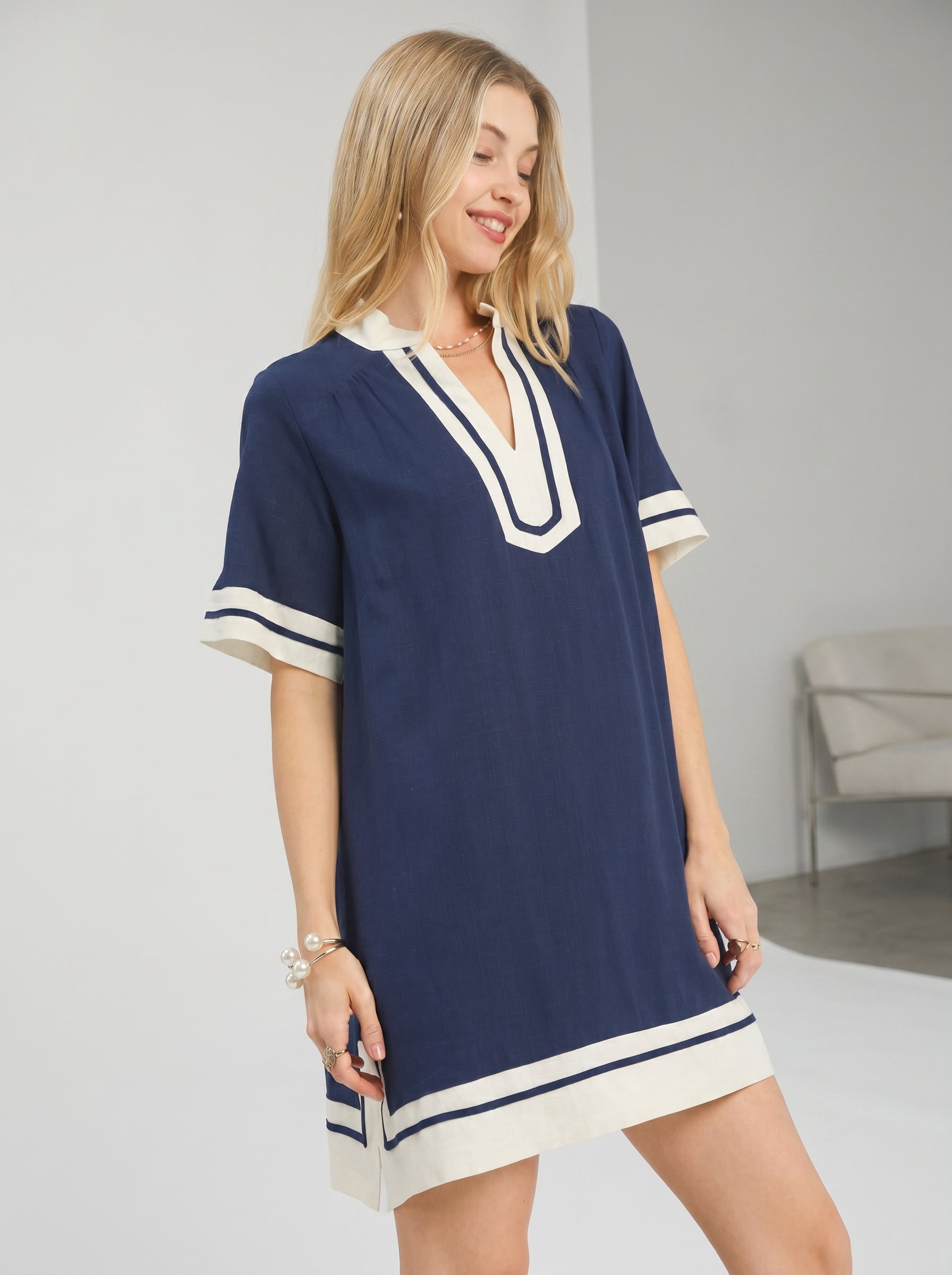 Umgee Linen Rayon Mini Dress
