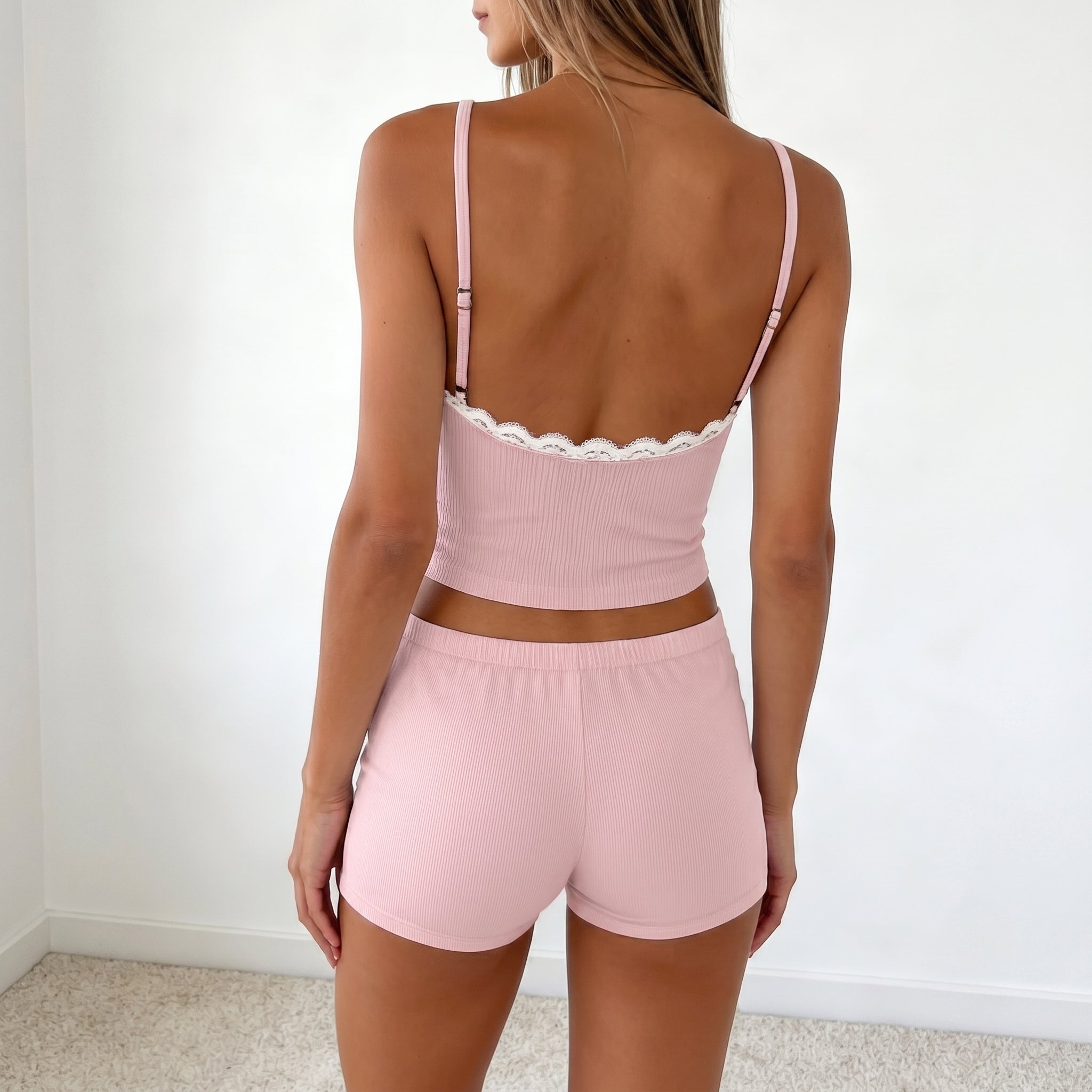 Contrast Trim Cami and Shorts Set