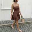 Smocked Strapless Tiered Ruffle Mini Dress