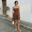 Smocked Strapless Tiered Ruffle Mini Dress