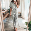 Tie-Waist Button-Down Midi Dress