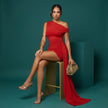 Asymmetric Ruffle Bandage Bodycon Mini Dress