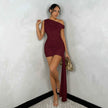 Asymmetric Ruffle Bandage Bodycon Mini Dress