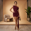Asymmetric Ruffle Bandage Bodycon Mini Dress