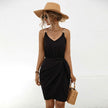 Twisted V-Neck Sleeveless Mini Dress