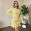 Contrast Trim Long Sleeve Mini Dress