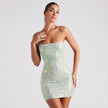 Sequin Strap Beaded Bodycon Mini Dress