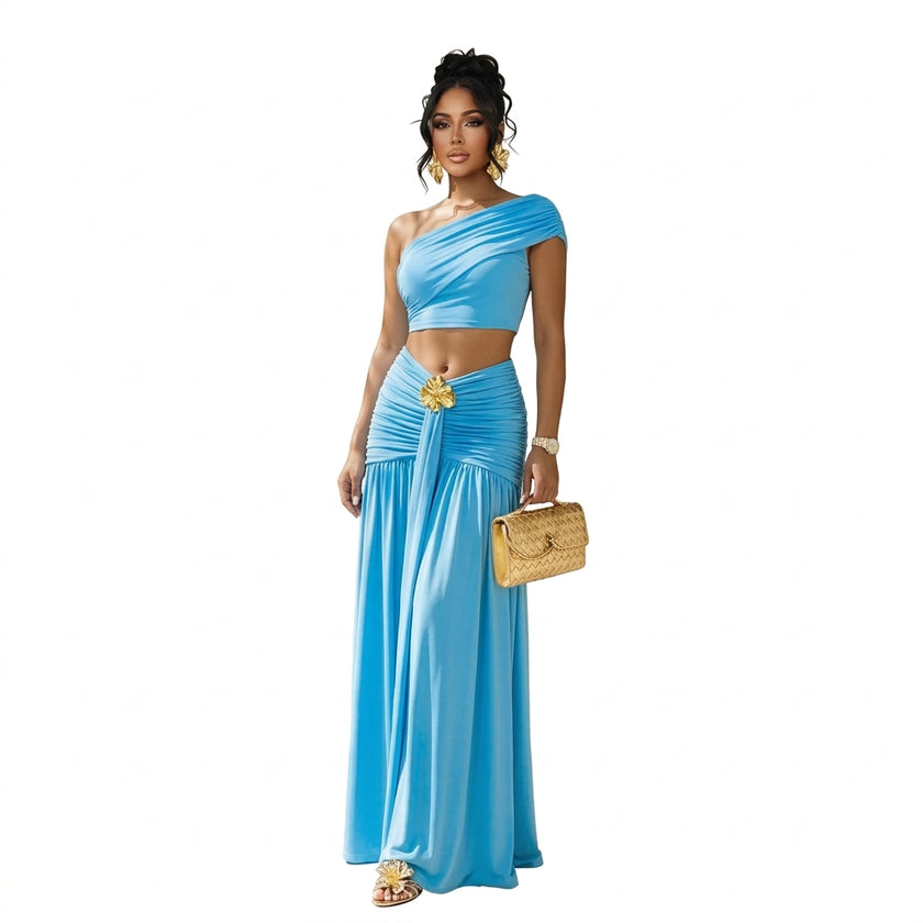 Off Shoulder Crop Top & Mini Skirt Co-ord Set