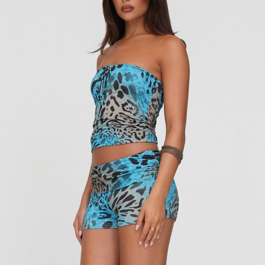 Sheer Crop Top & Shorts Co-ord Set