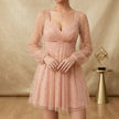 V-Neck Sequin Flared Mini Dress