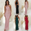 Strapless Sequin Sleeveless Tiered Bodycon Maxi Dress