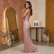 Strapless Sequin Sleeveless Tiered Bodycon Maxi Dress