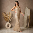 Strapless Sequin Sleeveless Tiered Bodycon Maxi Dress