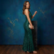 Strapless Sequin Sleeveless Tiered Bodycon Maxi Dress