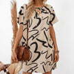 Printed Short Sleeve Knit Mini Dress