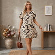 Printed Short Sleeve Knit Mini Dress