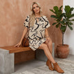 Printed Short Sleeve Knit Mini Dress