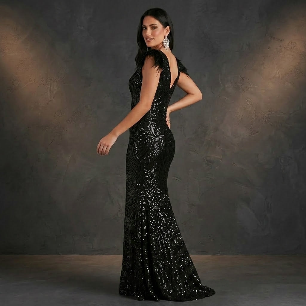 Slim Fit Sequin Banquet Maxi Dress
