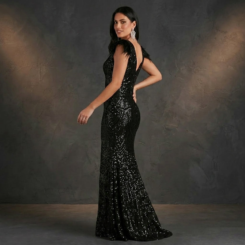Slim Fit Sequin Banquet Maxi Dress
