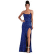 Split Sequin Spaghetti Strap Maxi Dress