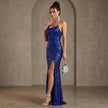 Split Sequin Spaghetti Strap Maxi Dress