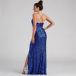 Split Sequin Spaghetti Strap Maxi Dress