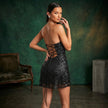Sequin Strap Beaded Bodycon Mini Dress