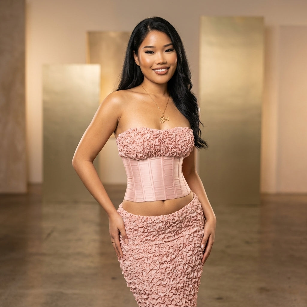 Strapless Boned Crop Top & Mini Skirt Set