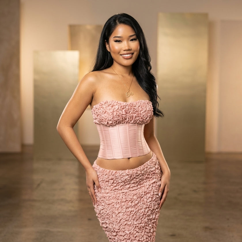 Strapless Boned Crop Top & Mini Skirt Set