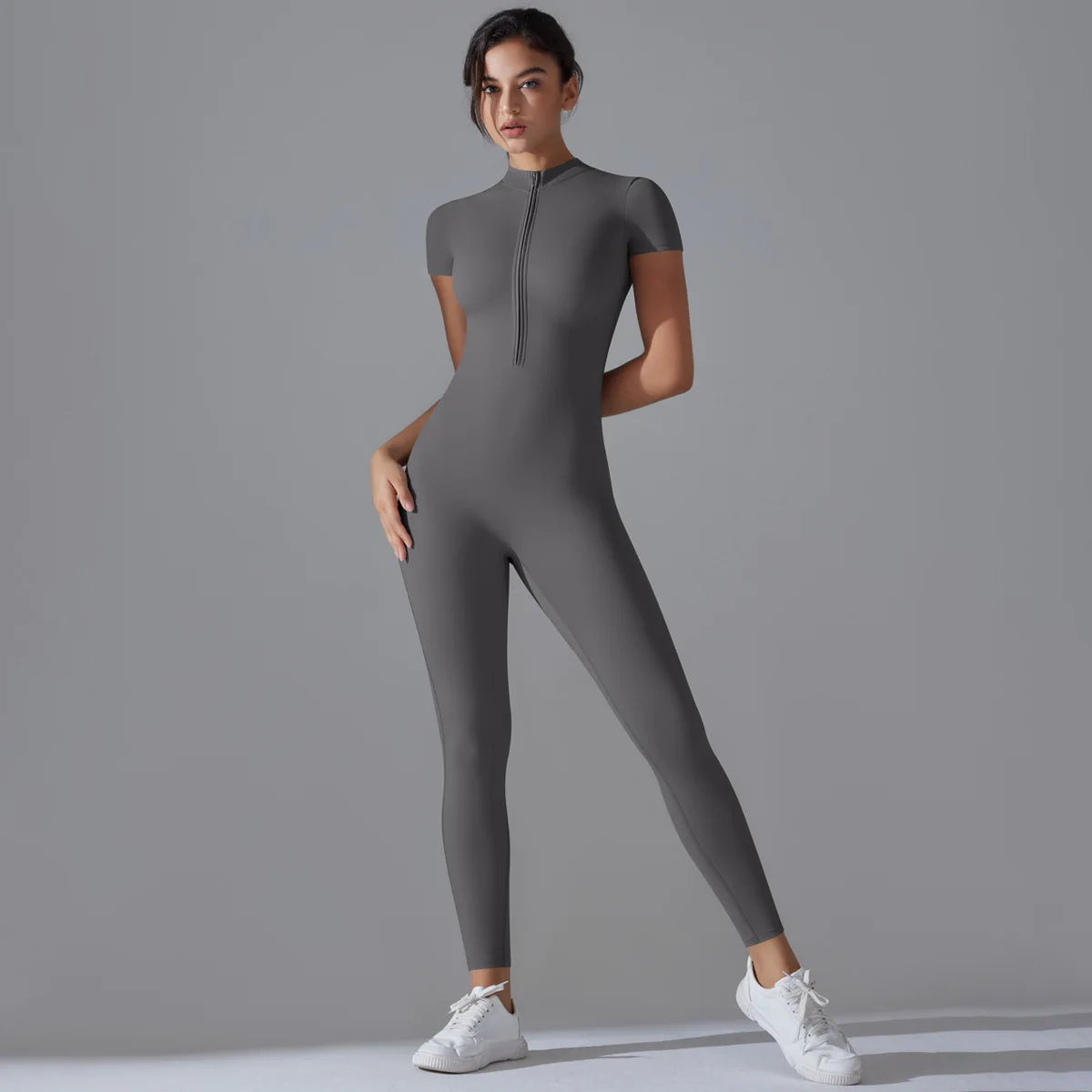 Quick-Dry Naked-Feel Zipper Yoga Jumpsuit