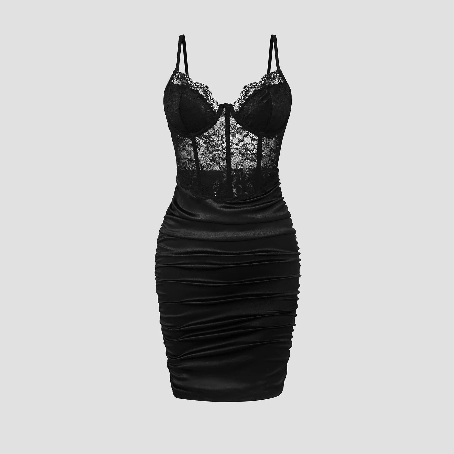 Lace Floral Pleated Bodycon Dress
