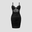 Lace Floral Pleated Bodycon Dress