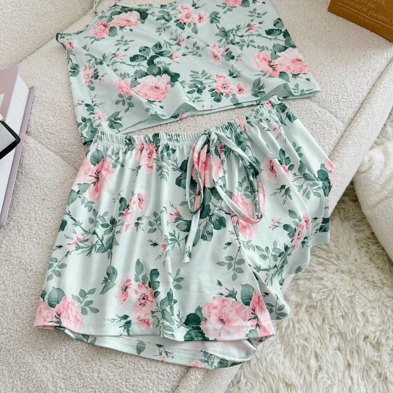 Ice Silk Print Pajama Set