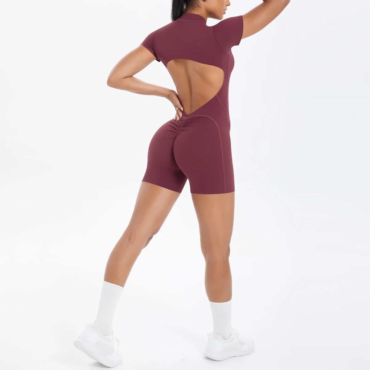 Backless Hollow-Out Push-Up Zipper Yoga Jumpsuit