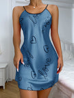 Heart Letter Print Spaghetti Strap Sleepwear